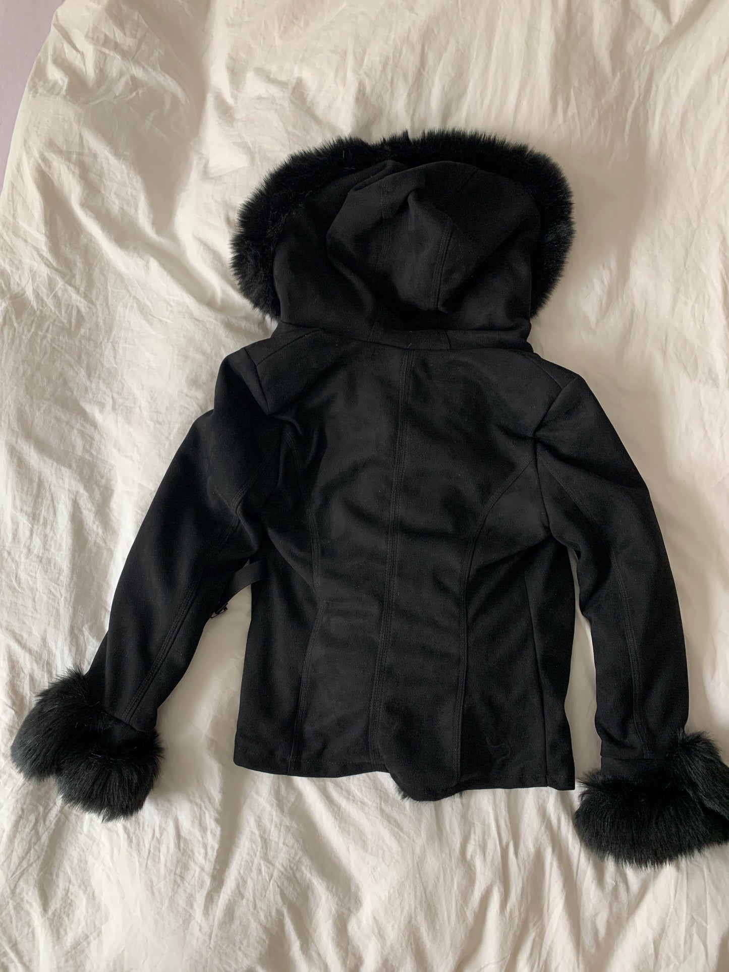 Schwarze Fake Pelz Jacke S