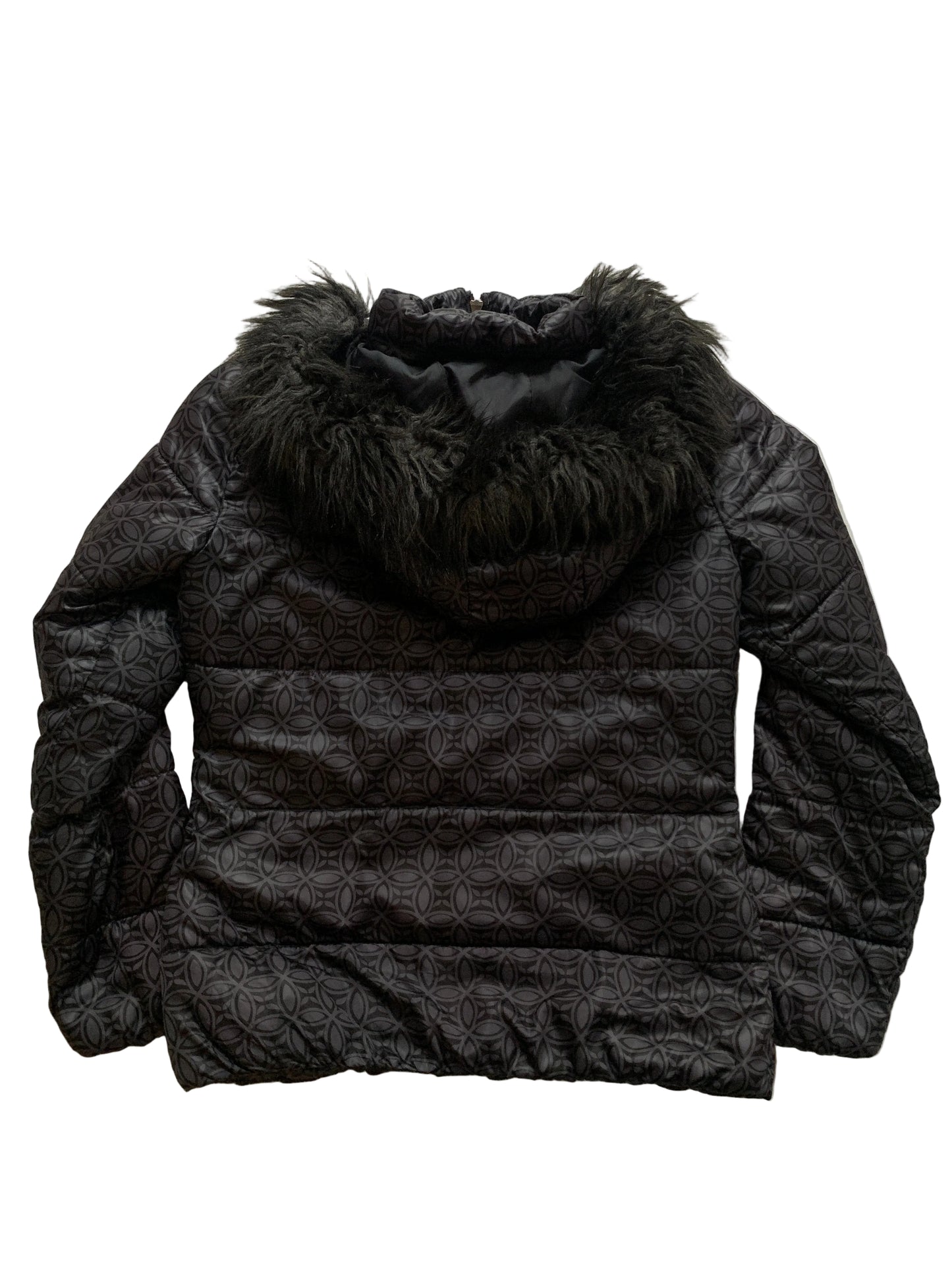 Muster Jacke mit Fake Fell Kapuze M