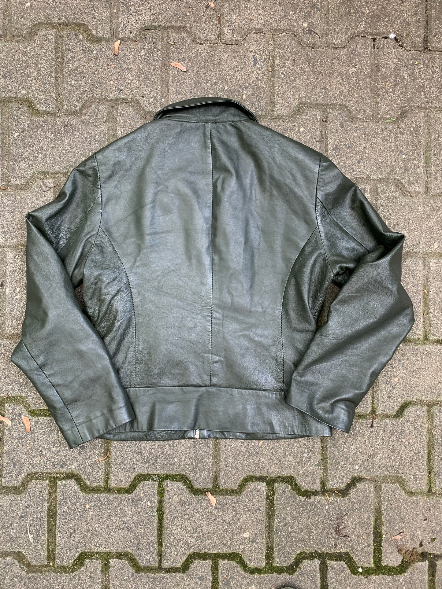 Vintage grüne Lederjacke M