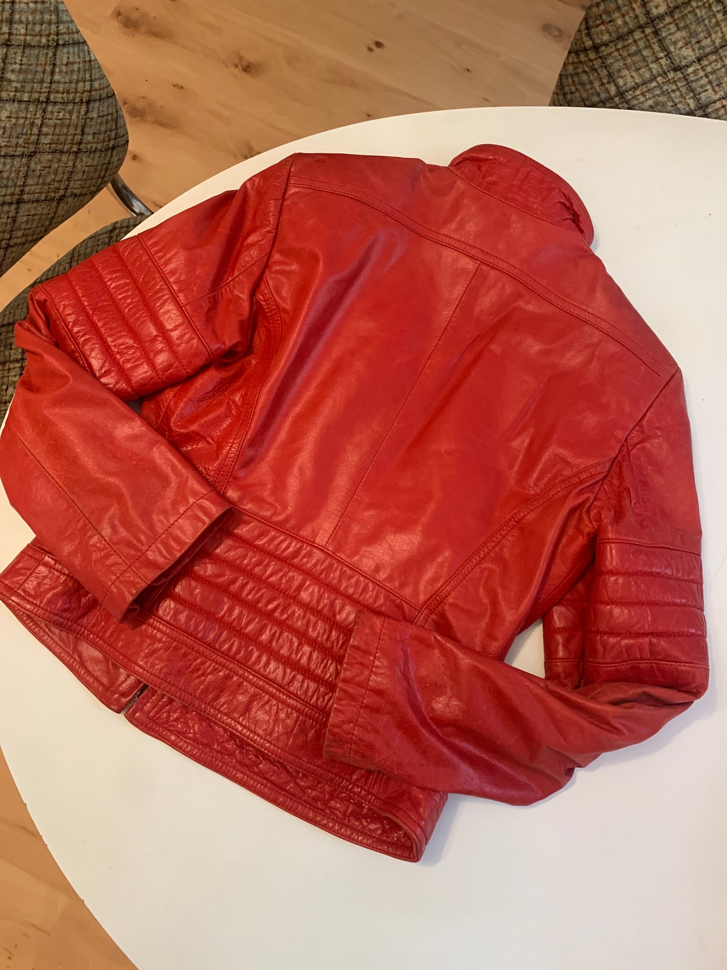 Rote Sisley Leder Jacke S