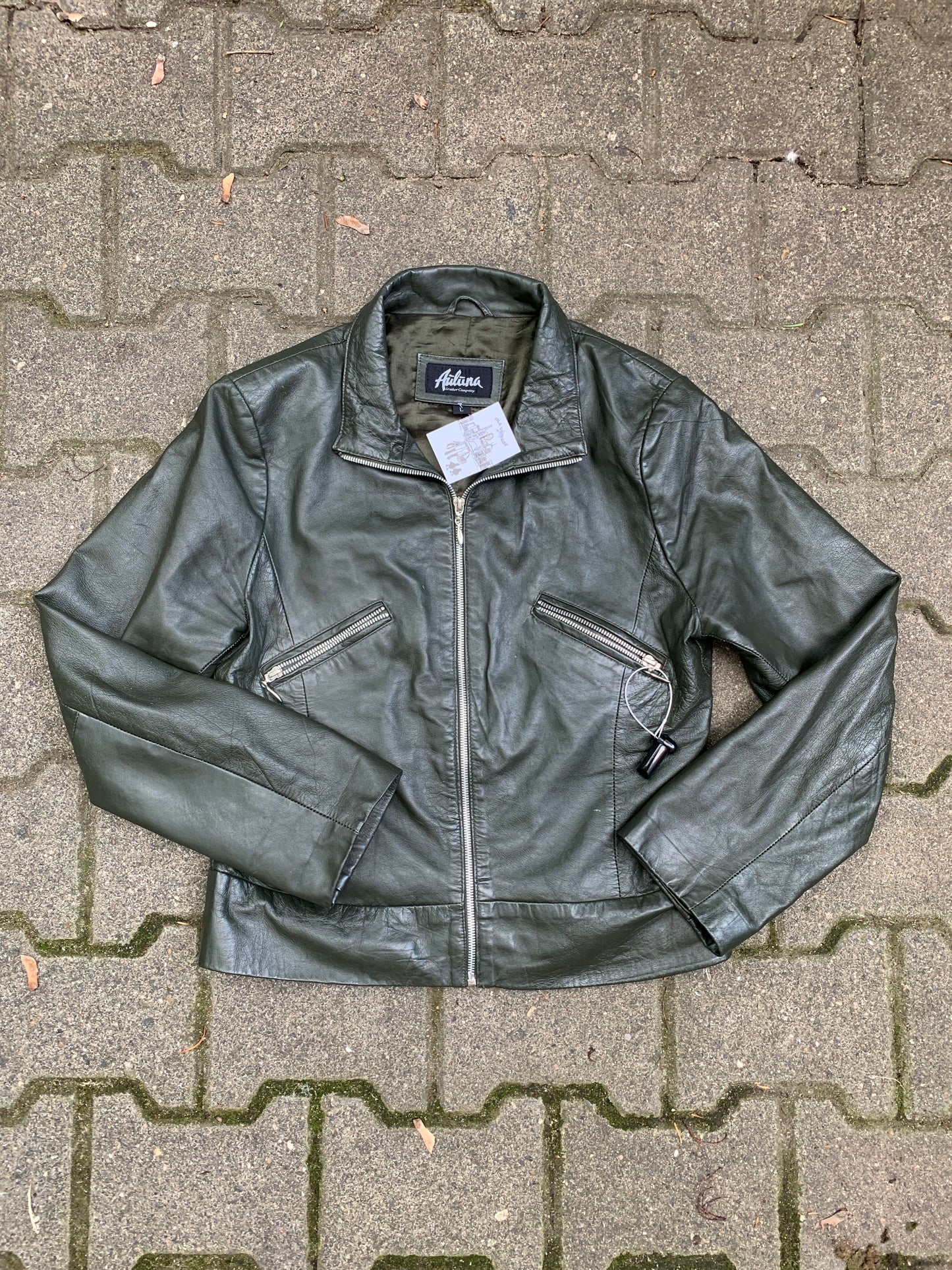 Vintage grüne Lederjacke M