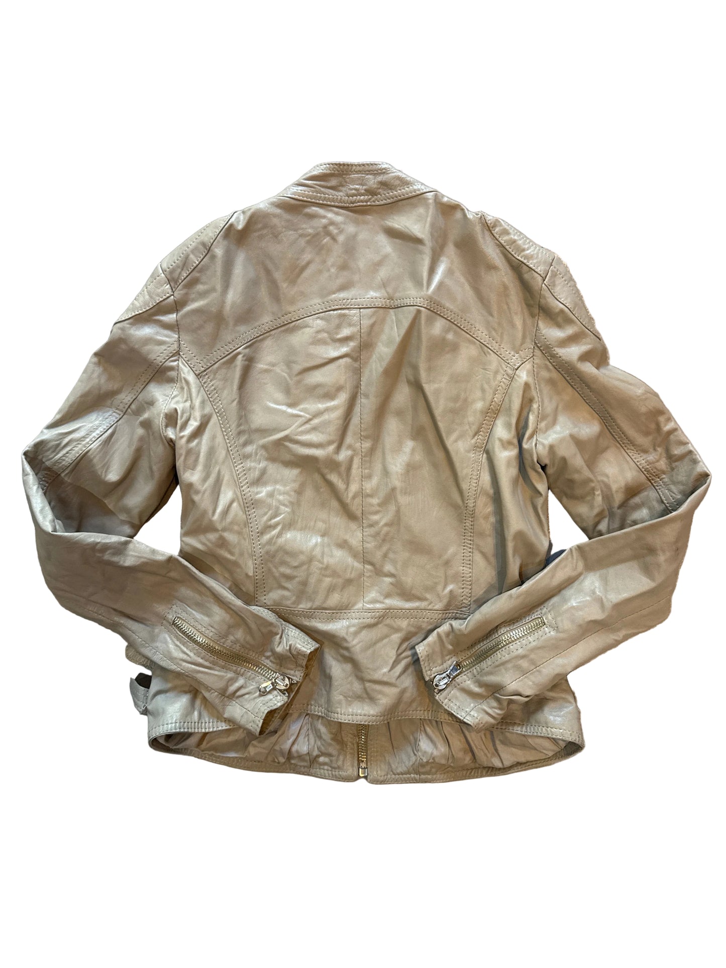 Lederjacke beige L