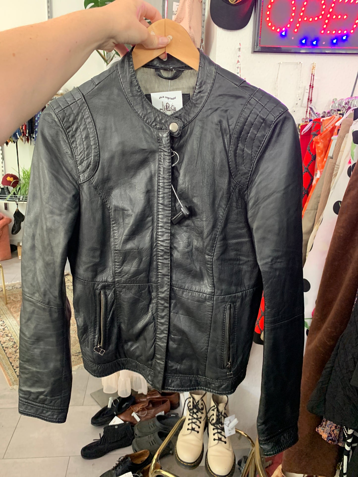Lederjacke schwarz S
