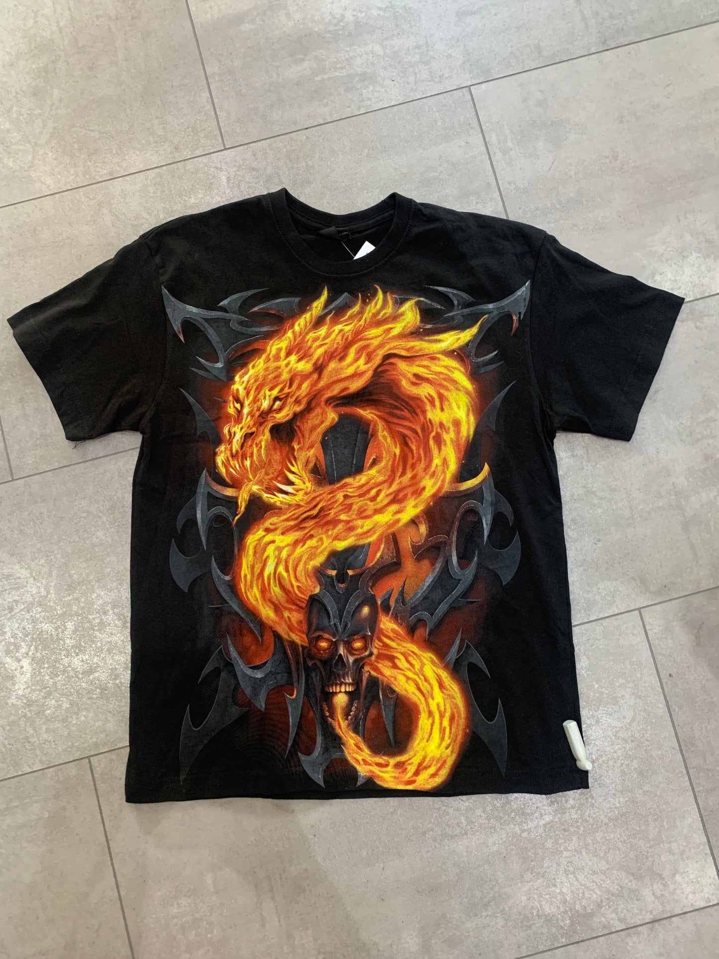 Spiral schwarzes Drachen T-shirt S