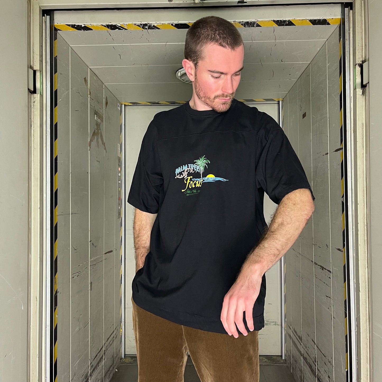 Vintage Black Palm Tree T-Shirt 80s - XL/XXL