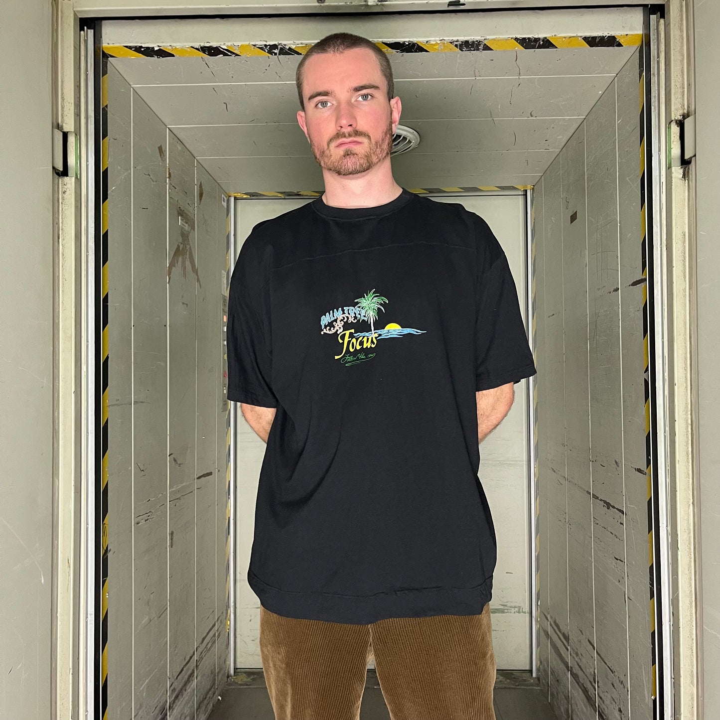 Vintage Black Palm Tree T-Shirt 80s - XL/XXL