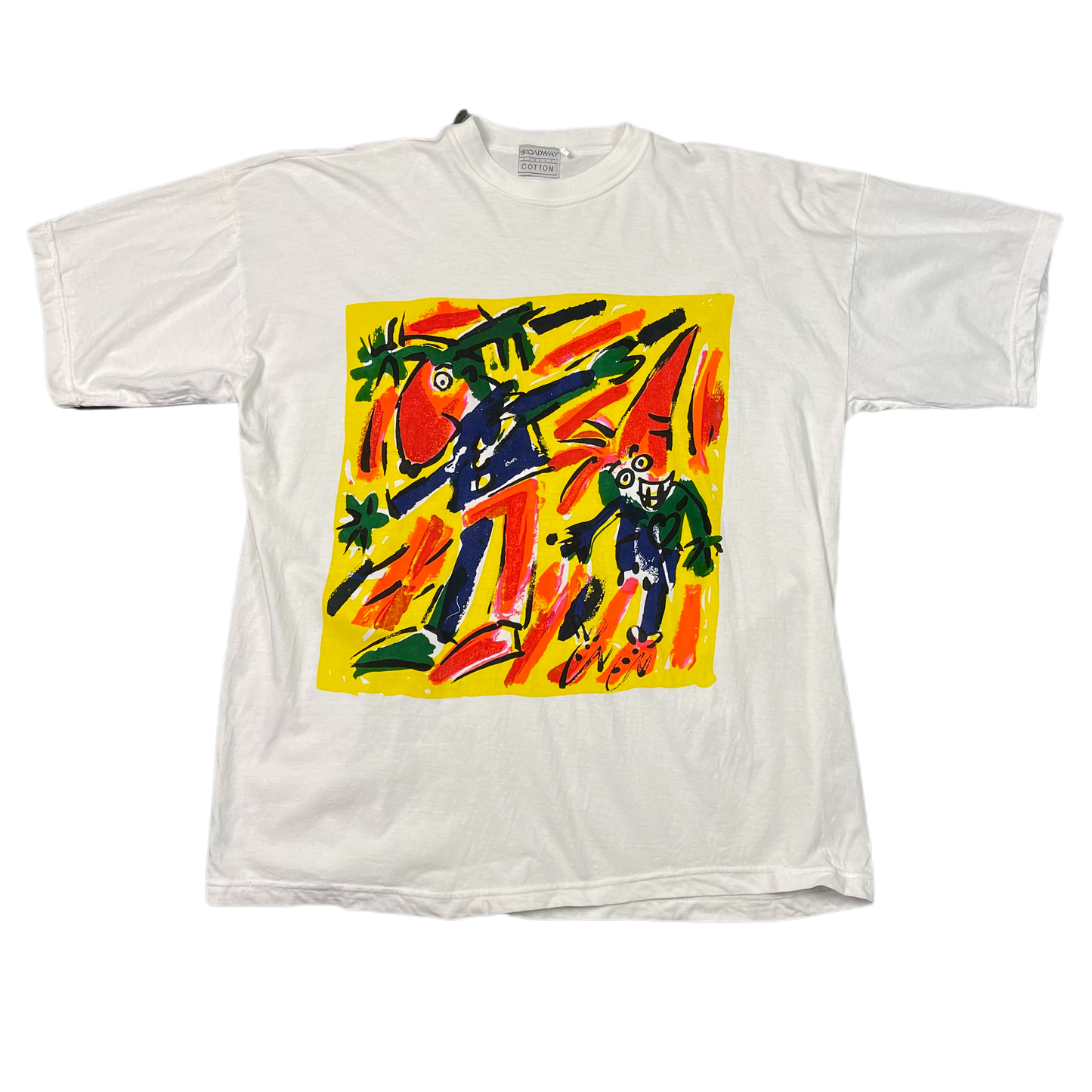 Vintage White Colourful T-Shirt 90s - XL/XXL