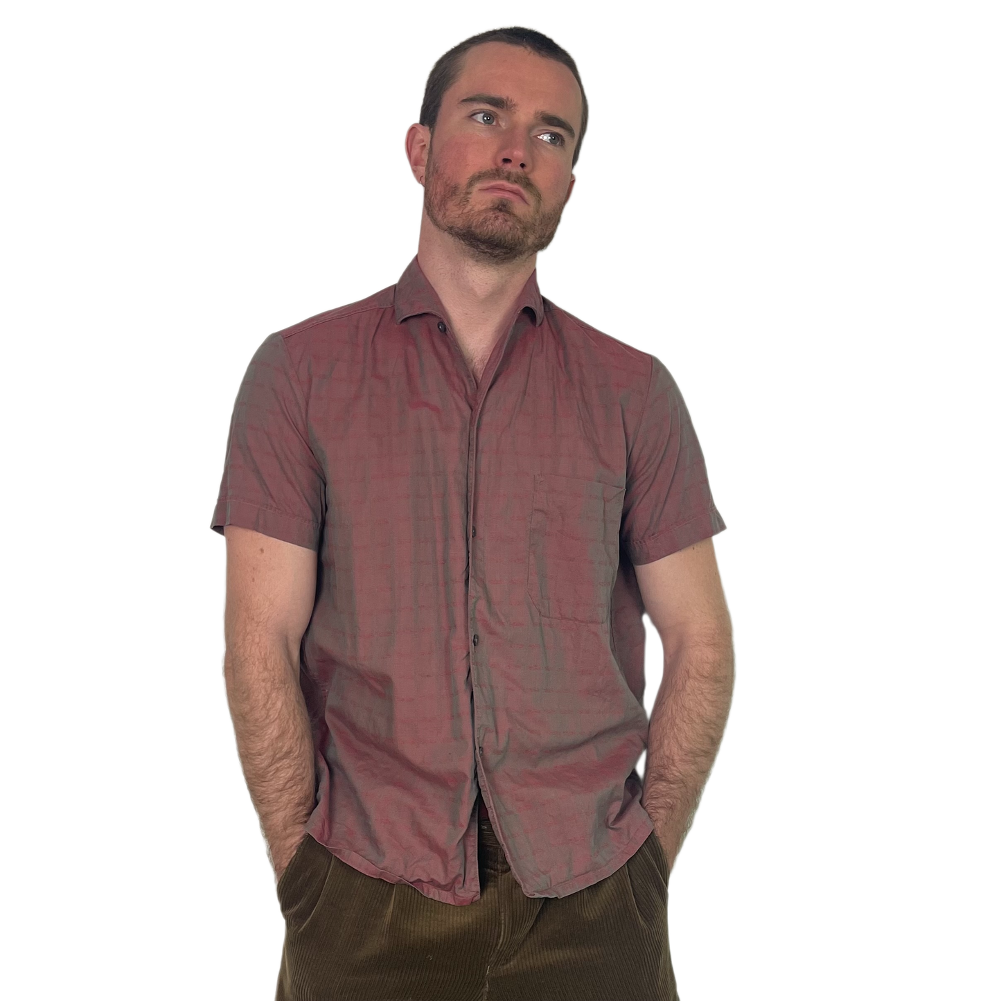 Vintage Red Metallic Shortsleeve Shirt 80s - S/M