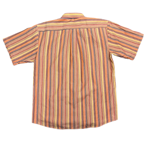 Vintage Striped Orange Shortsleeved Shirt 90s - L