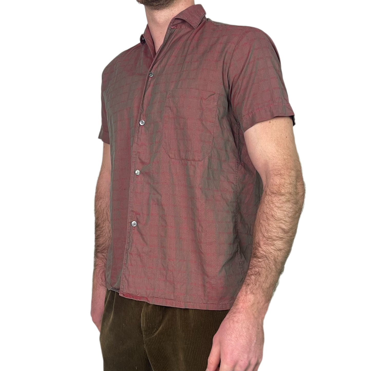 Vintage Red Metallic Shortsleeve Shirt 80s - S/M