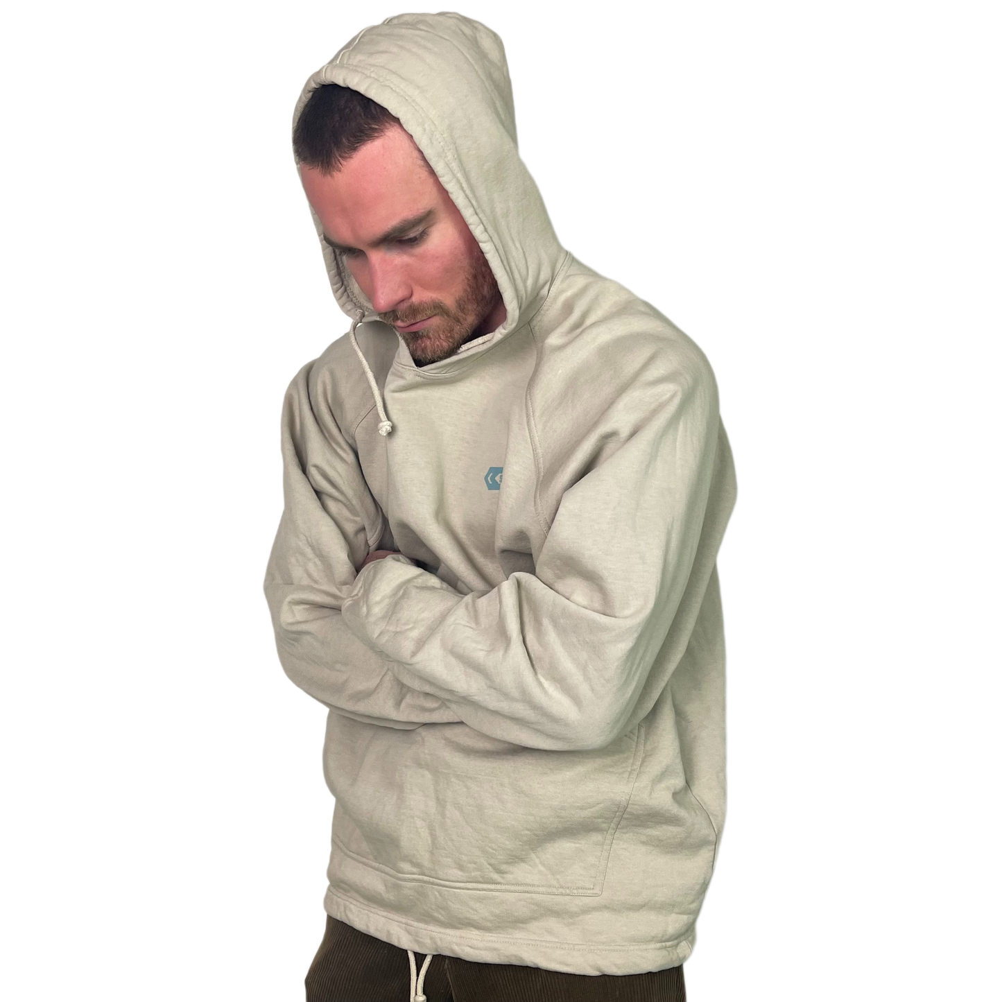 Vintage Creme Hoodie with Backprint 90s - XL