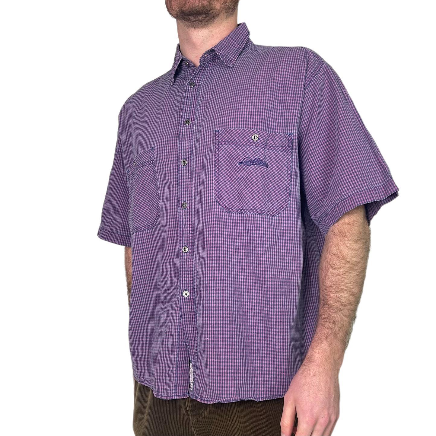 Vintage Purple Checkered Shortsleeve Levi`s Shirt 80s - XL