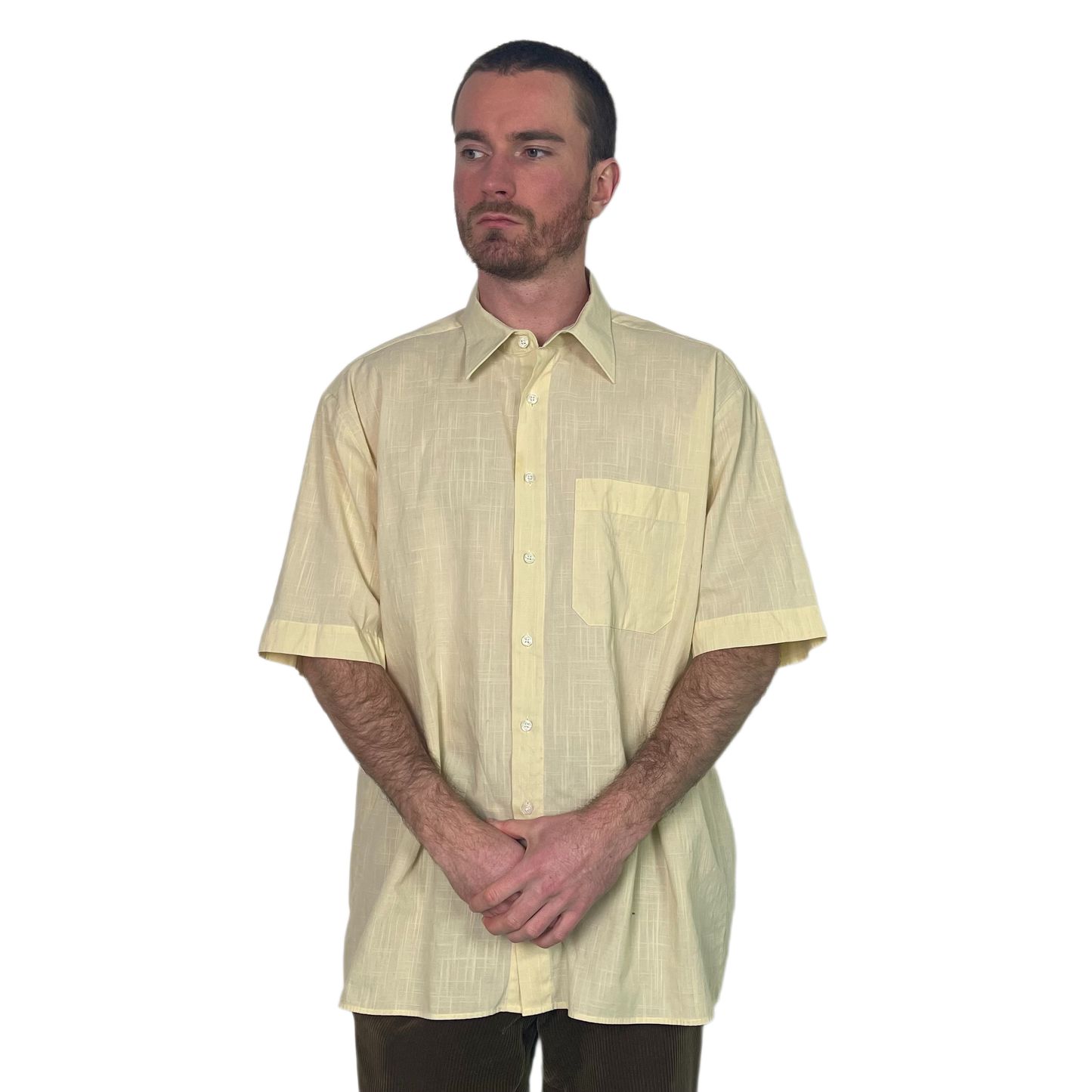 Vintage Yellowish Structure Shortsleeve Shirt 00s - XXL