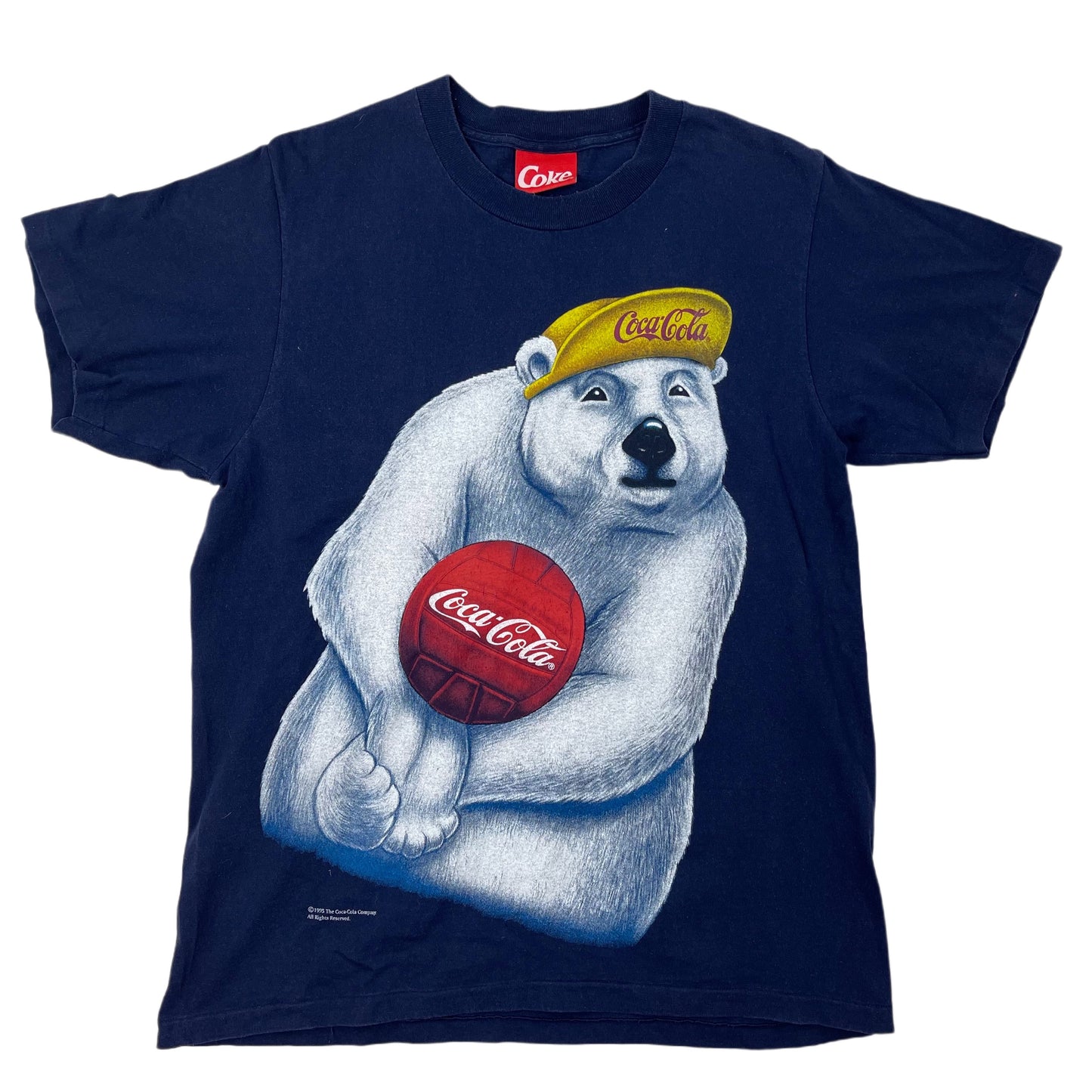 Vintage Navy Coca Cola Icebear Singlestitched T-Shirt 1995 - XL