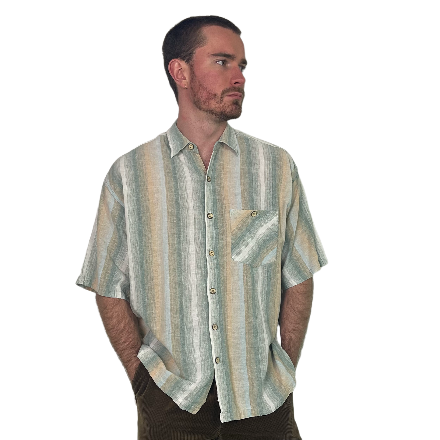 Vintage Striped Shortsleeves Shirt 90s - LXL