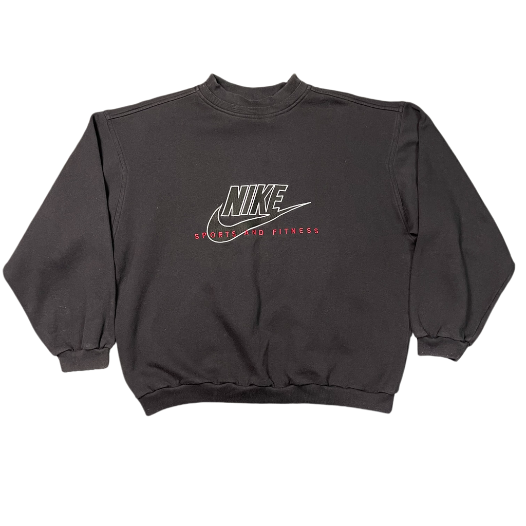 Vintage Black Nike Sports and Fitness Sweatshirt 80s - XL