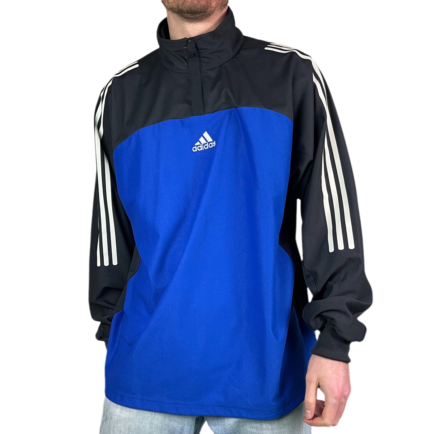 Vintage 2002 Adidas Kangaroo Track Jacket Black Blue Deadstock - XL/XXL