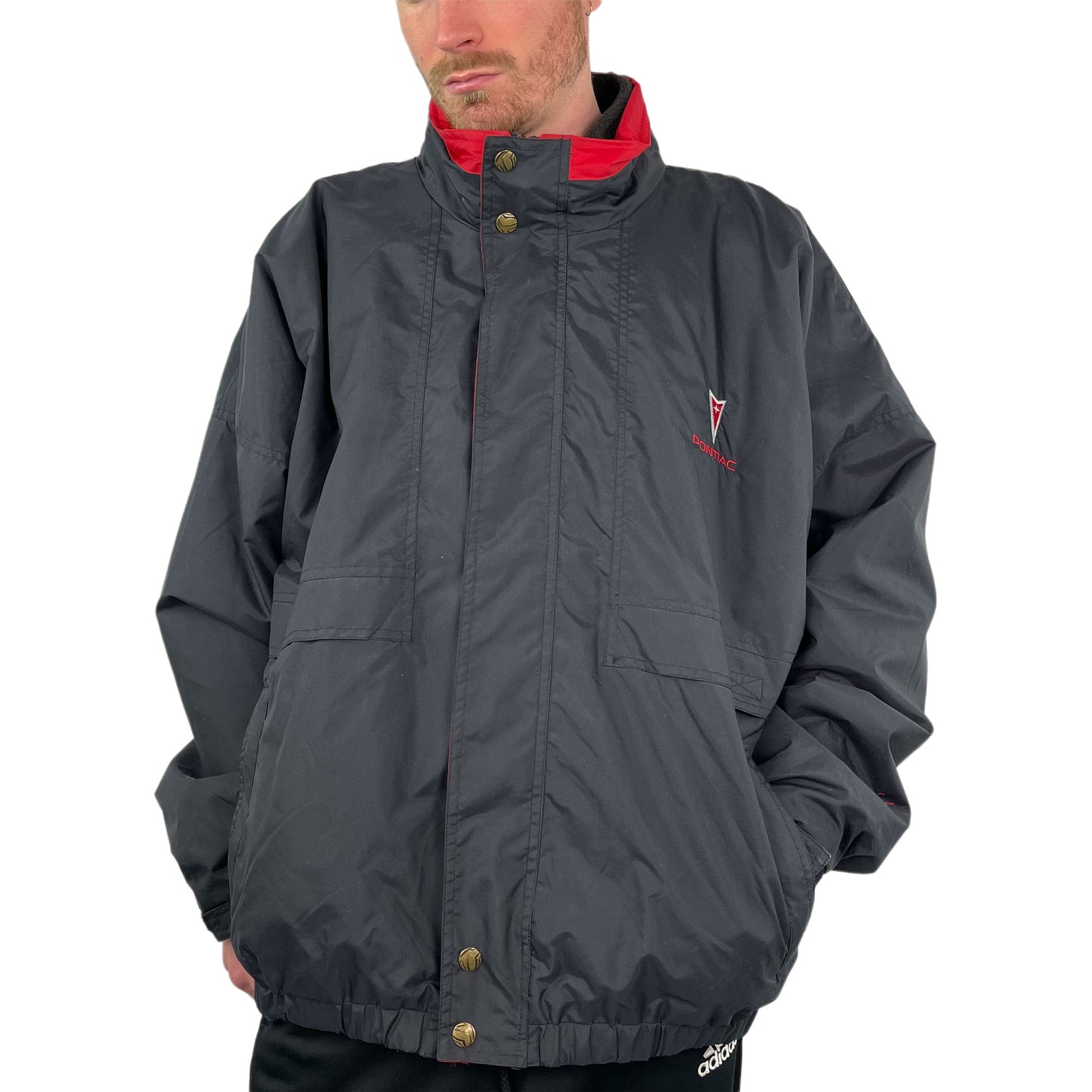 Vintage Black Red Pontiac 2 Jackets in 1 Jacket 90s - XXL