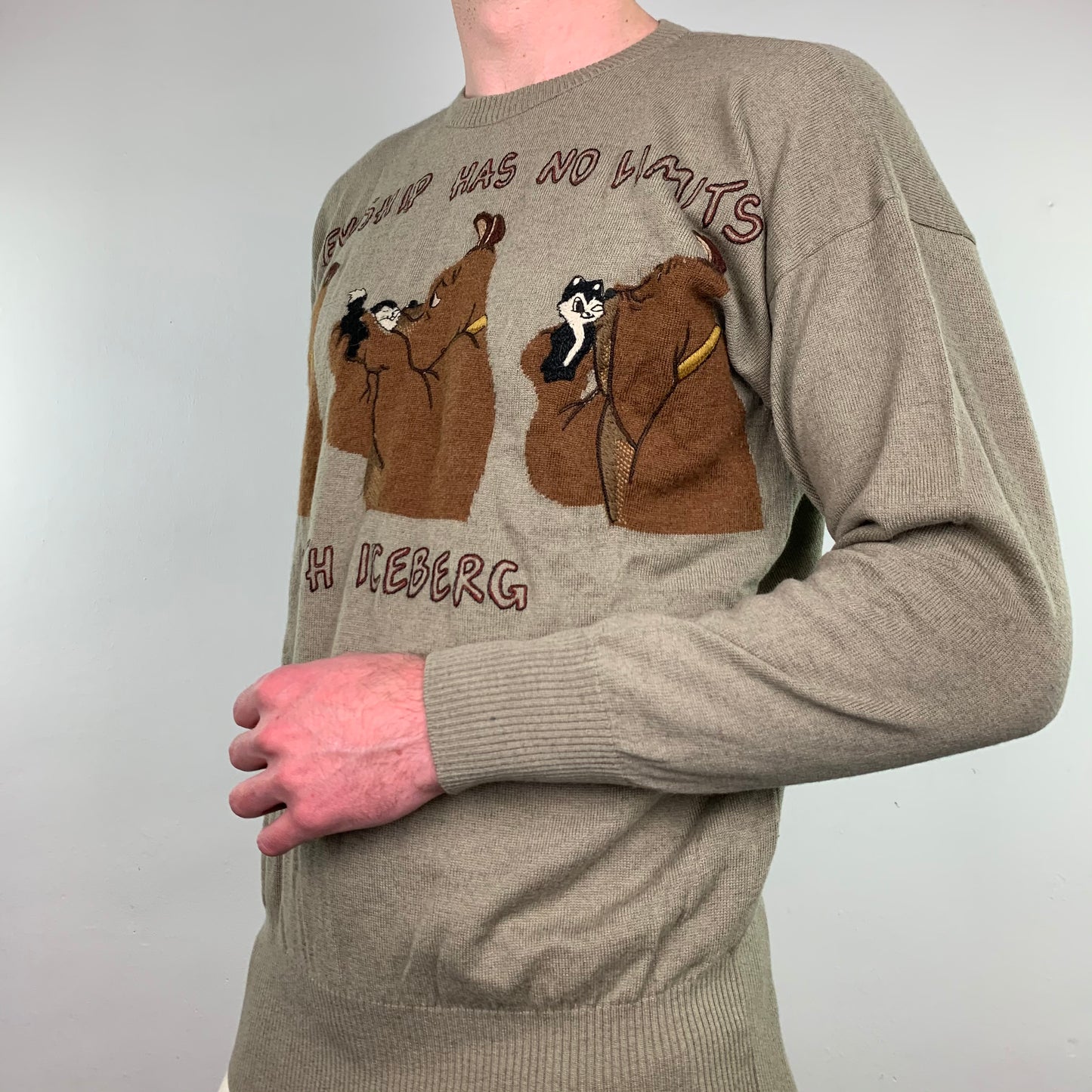 Vintage Brown ICEBERG Warner Bros Bear Knit Sweater 1988 - M