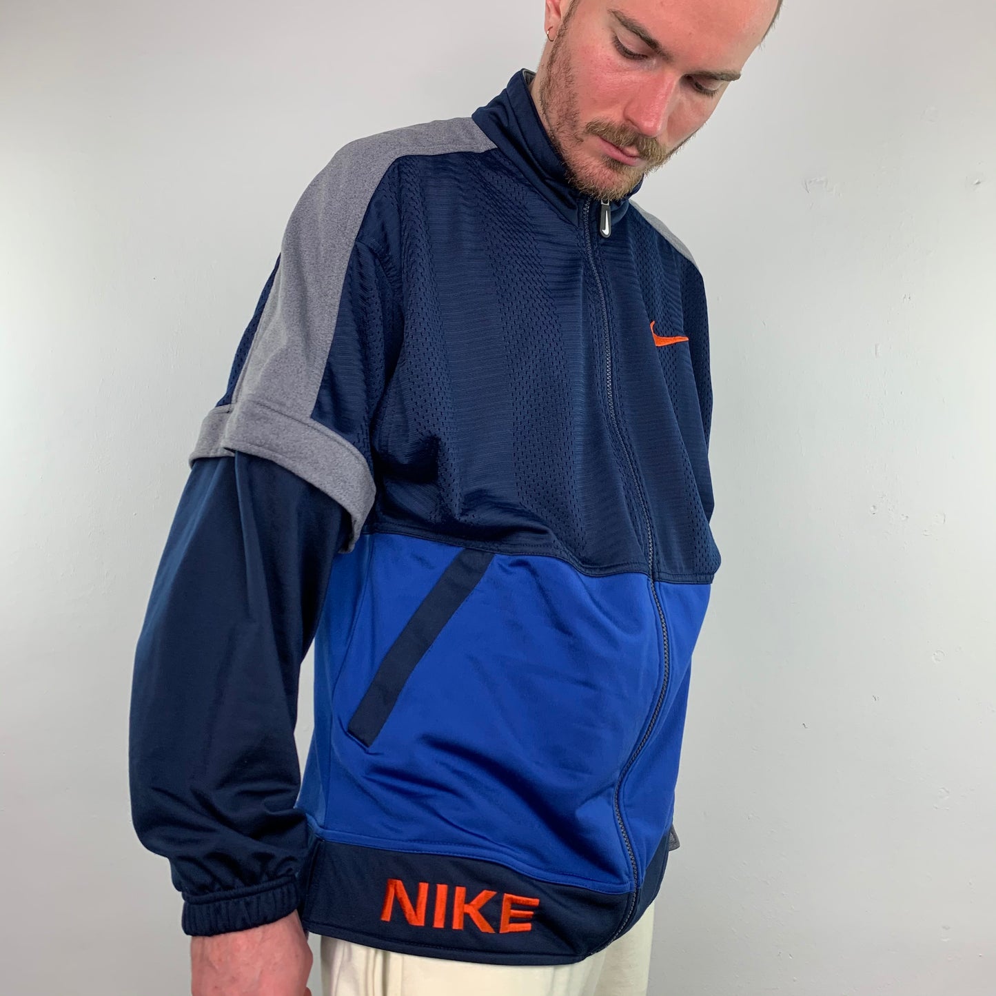 Vintage Blue Nike Trackjacket with Stitching 90s - L/XL