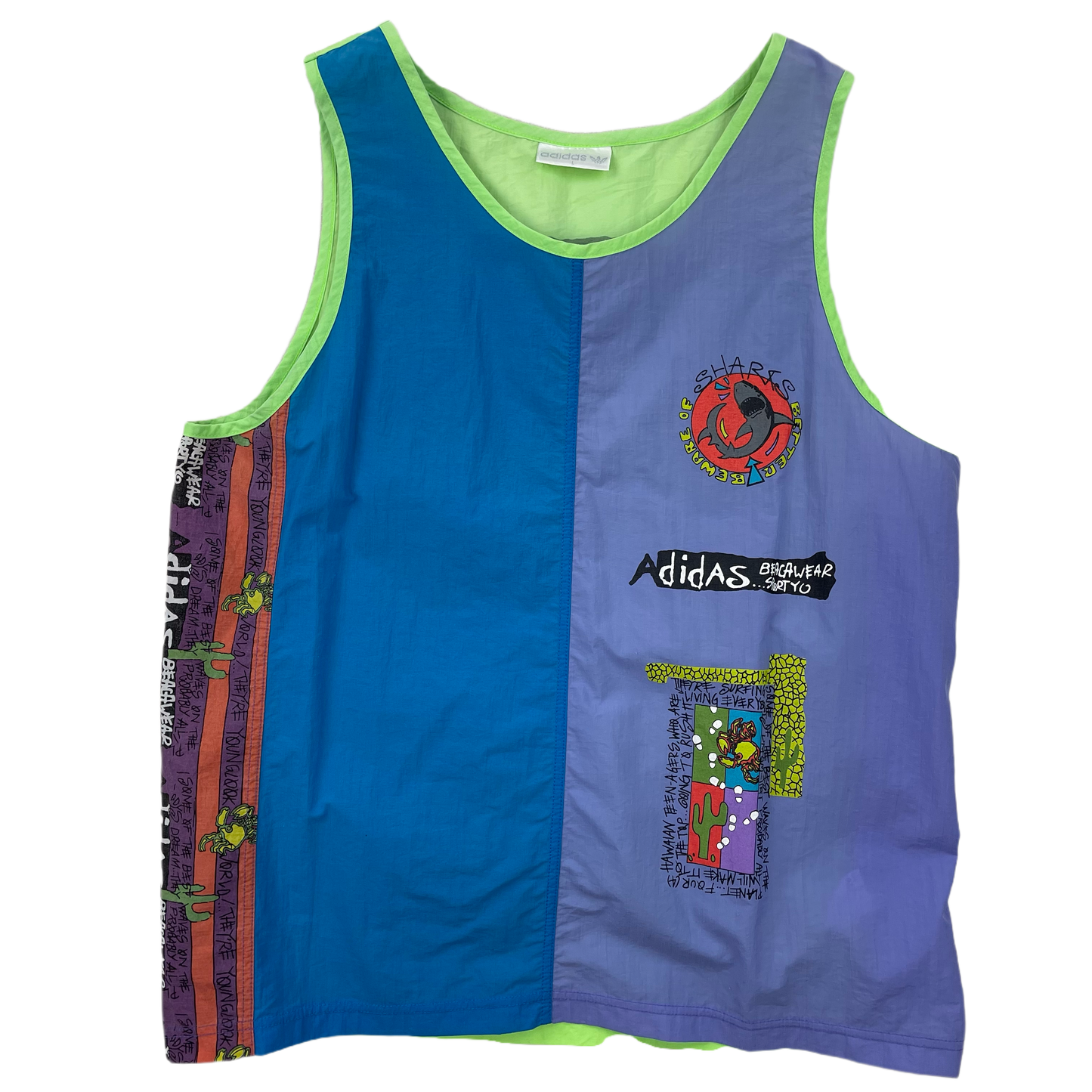 Vintage Blue Green Adidas Beach Wear Tank Top - L