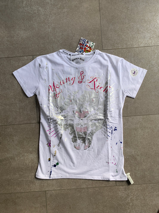 Young & Rich weißes Tiger T-Shirt M