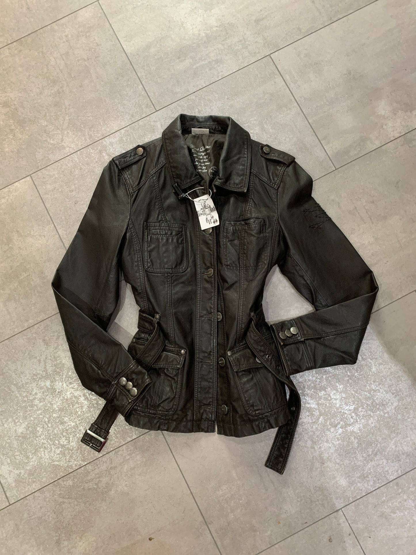 Dunkel braune Lederjacke M