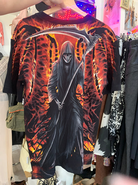 Spiral Flammen Totenkopf T-shirt M