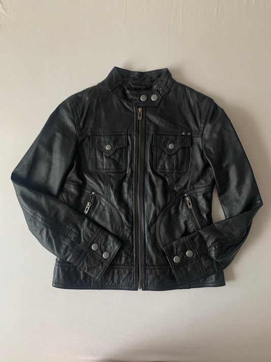 Schwarze Esprit Lederjacke S