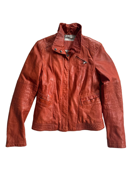 Lederjacke Orange S