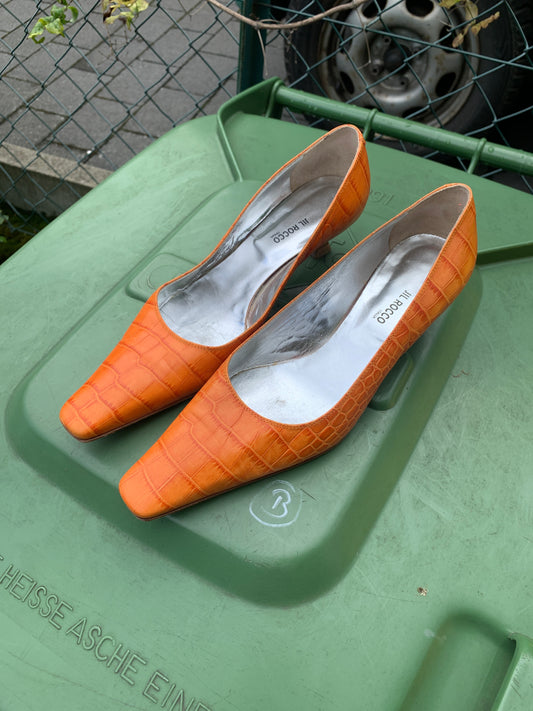 Orange Leder Pumps 38