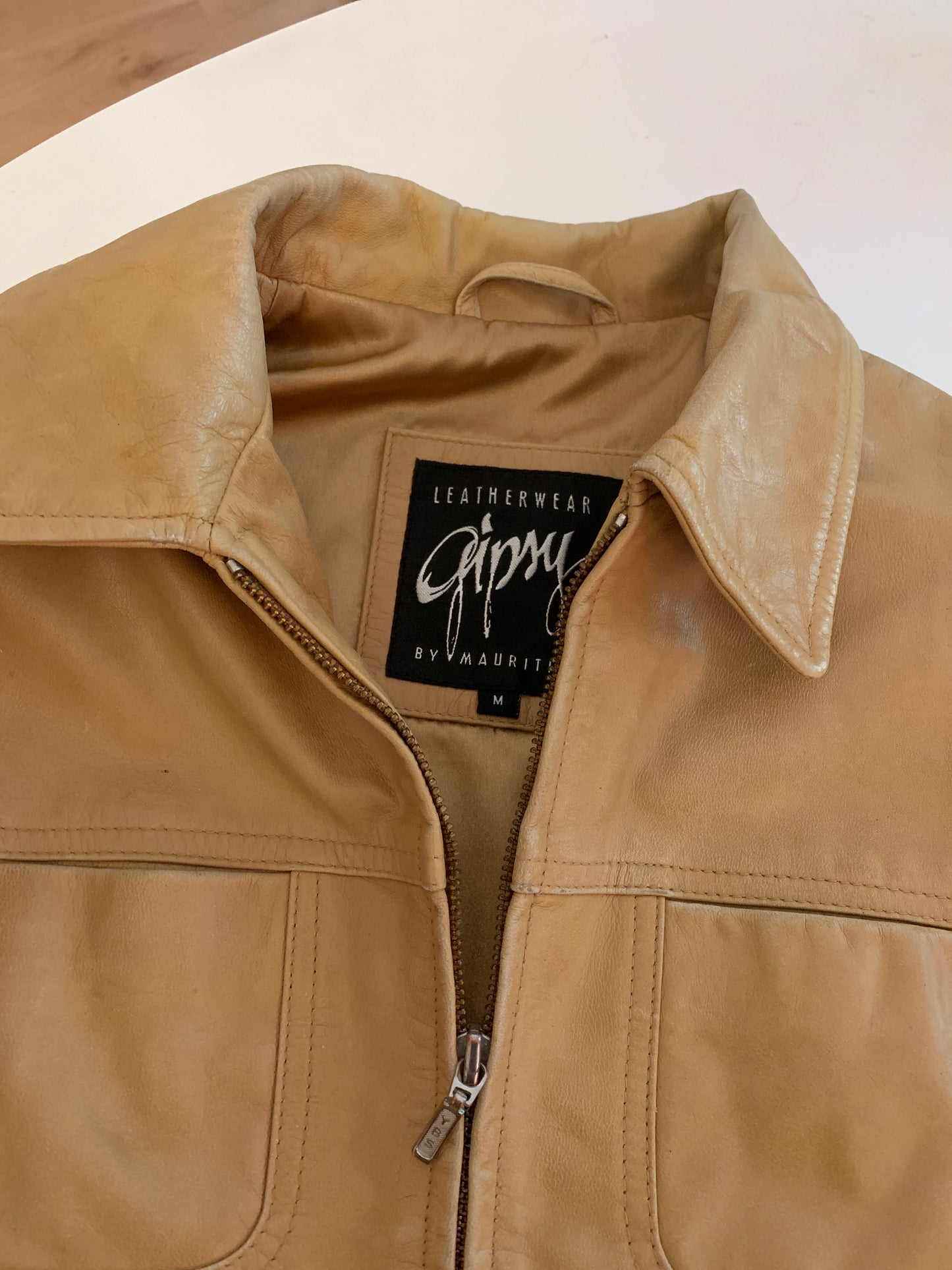 Beige Gipsy Lederjacke S/M