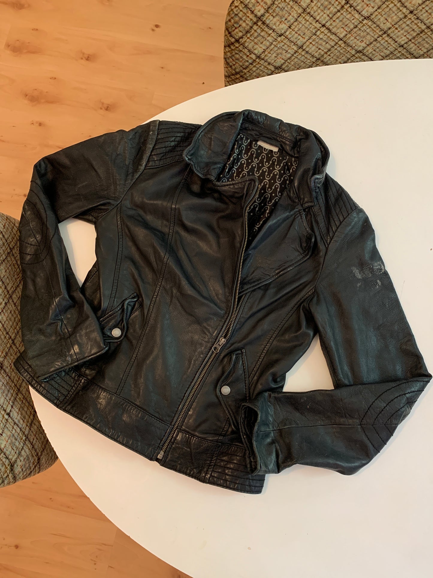 Schwarze Lederjacke Street one S