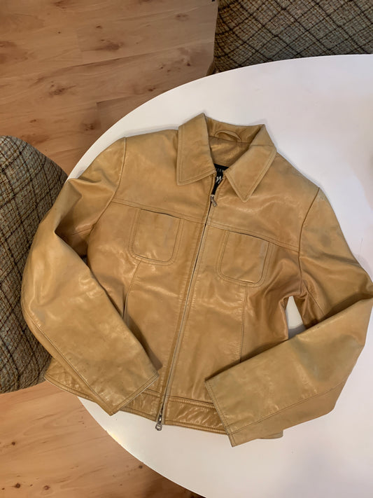 Beige Gipsy Lederjacke S/M