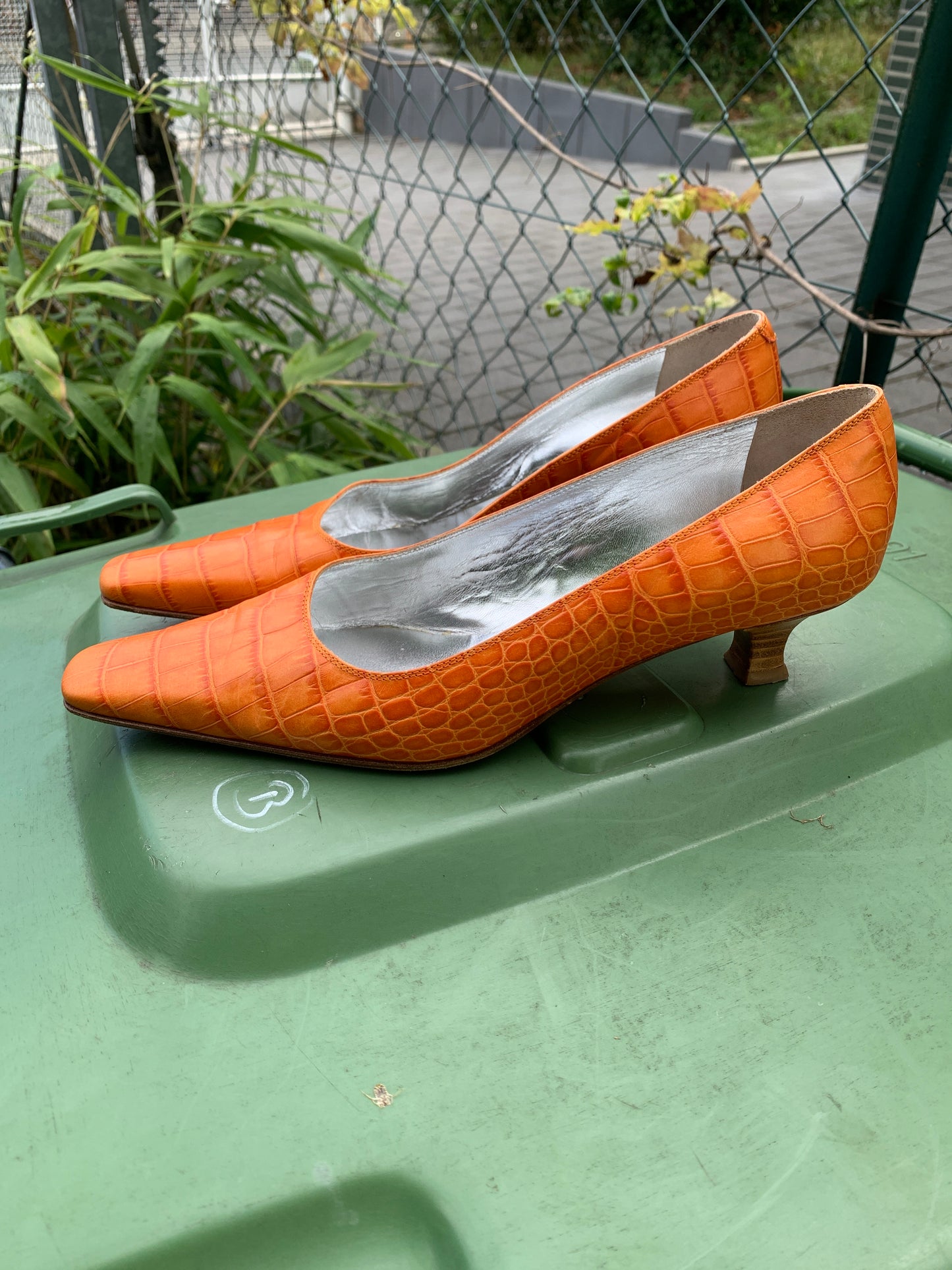 Orange Leder Pumps 38