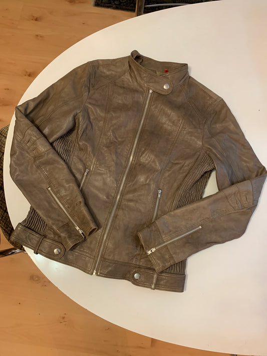 Beige Lederjacke S