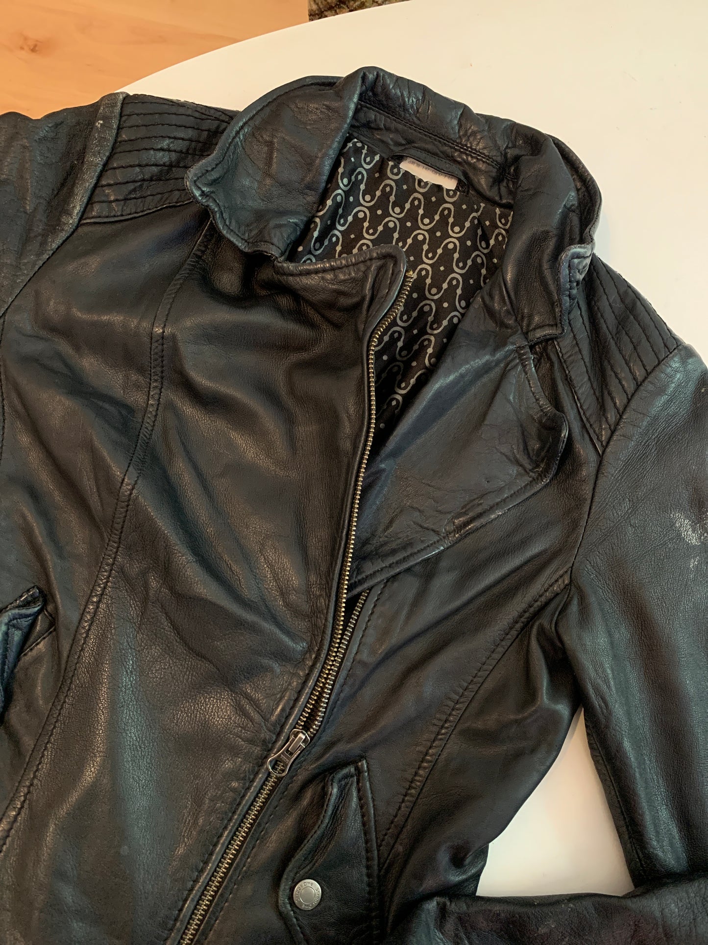 Schwarze Lederjacke Street one S