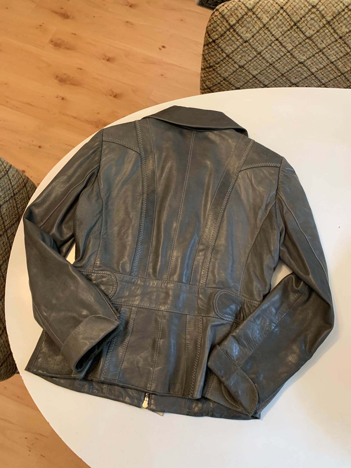 Graue Lederjacke S/M