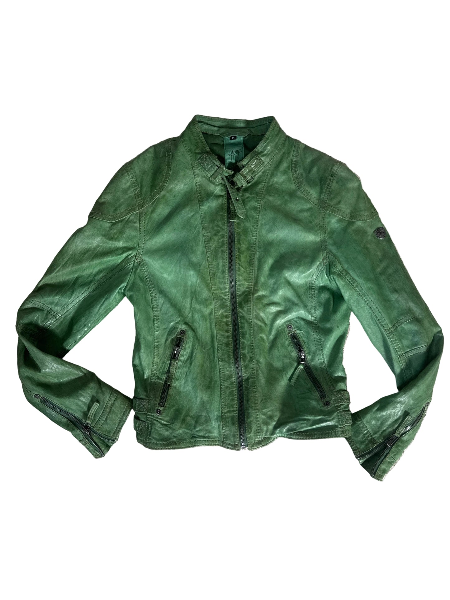 Grüne Gispy Lederjacke M