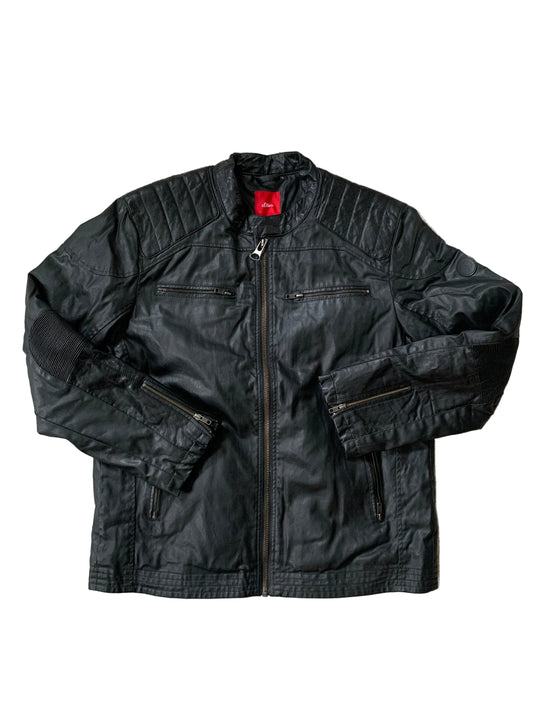 Schwarze Lederjacke XL