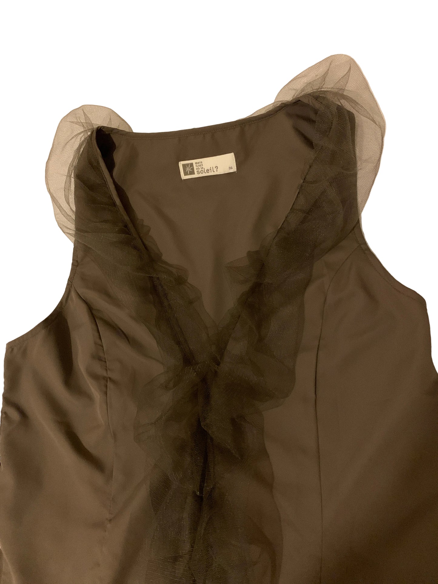 Khaki Top mit Tüll S