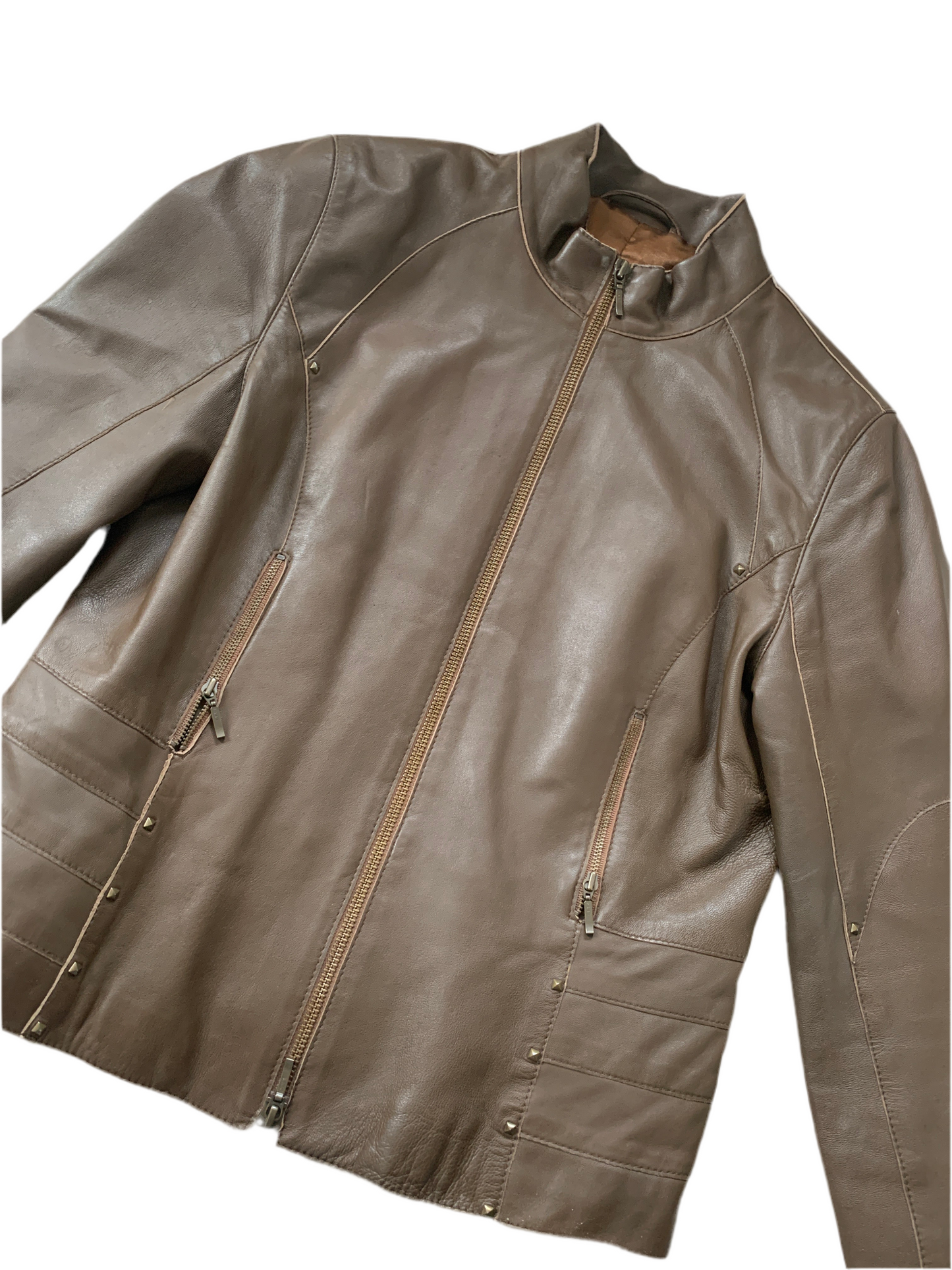 Lederjacke Braun mit Nieten S