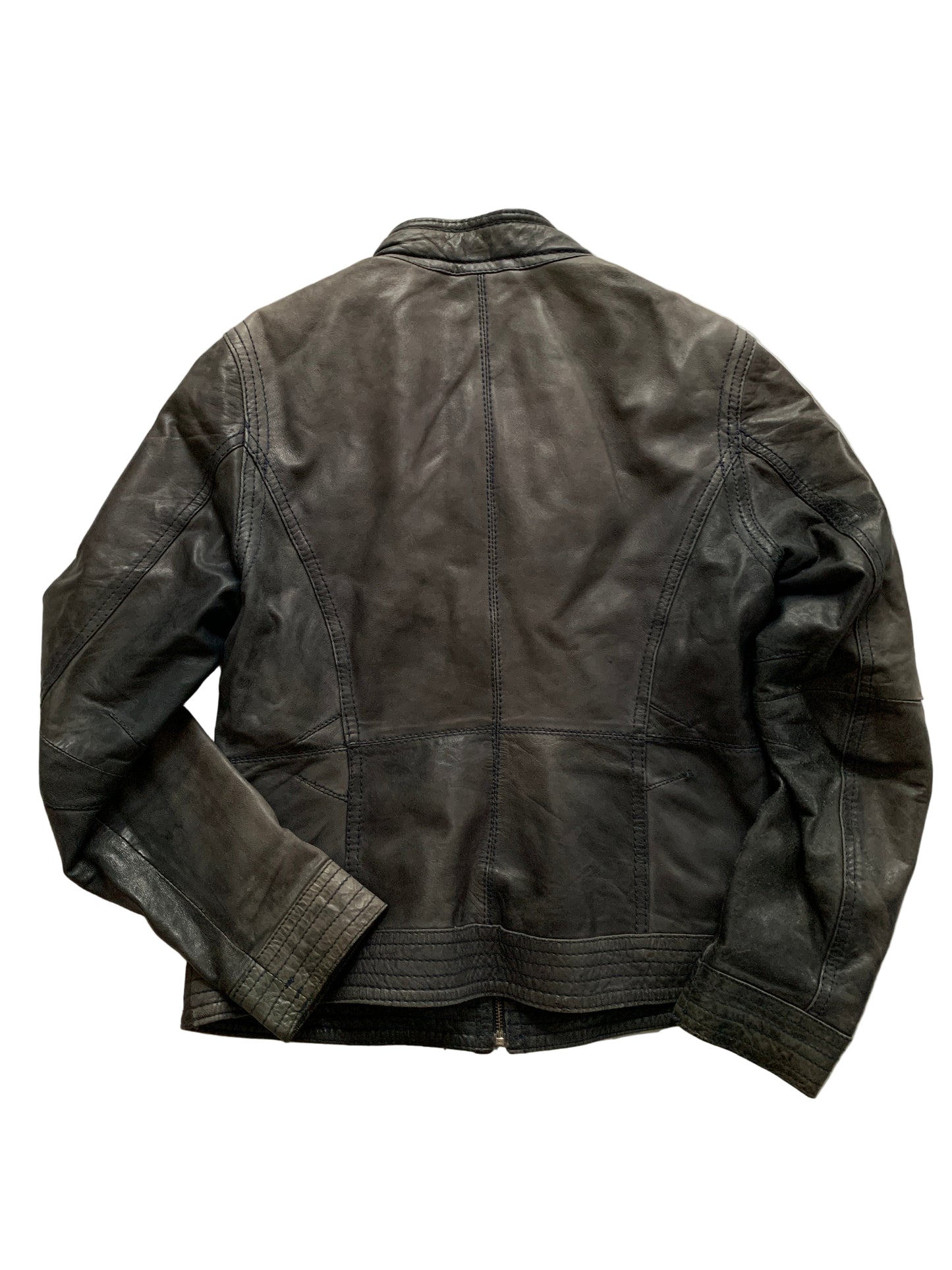 Dunkel blau graue Lederjacke S