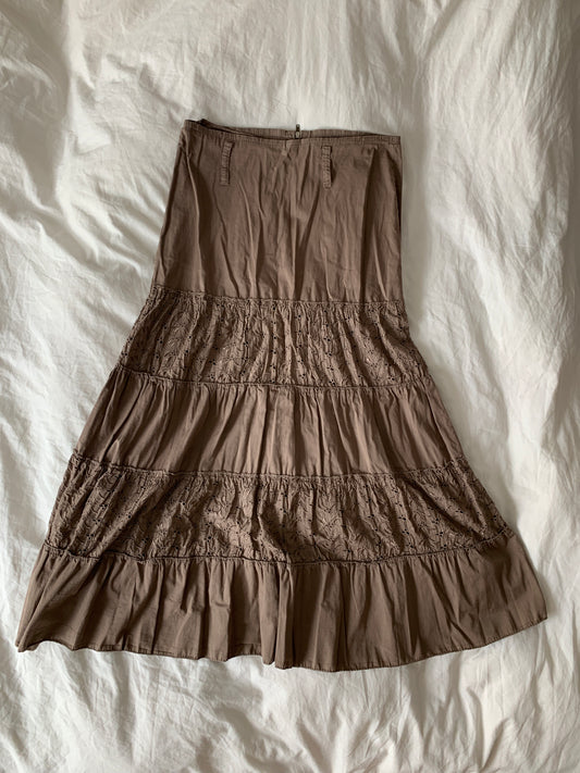 Y2K brauner Langer Rock S/M