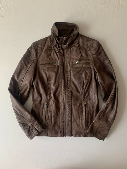 Braune Lederjacke M