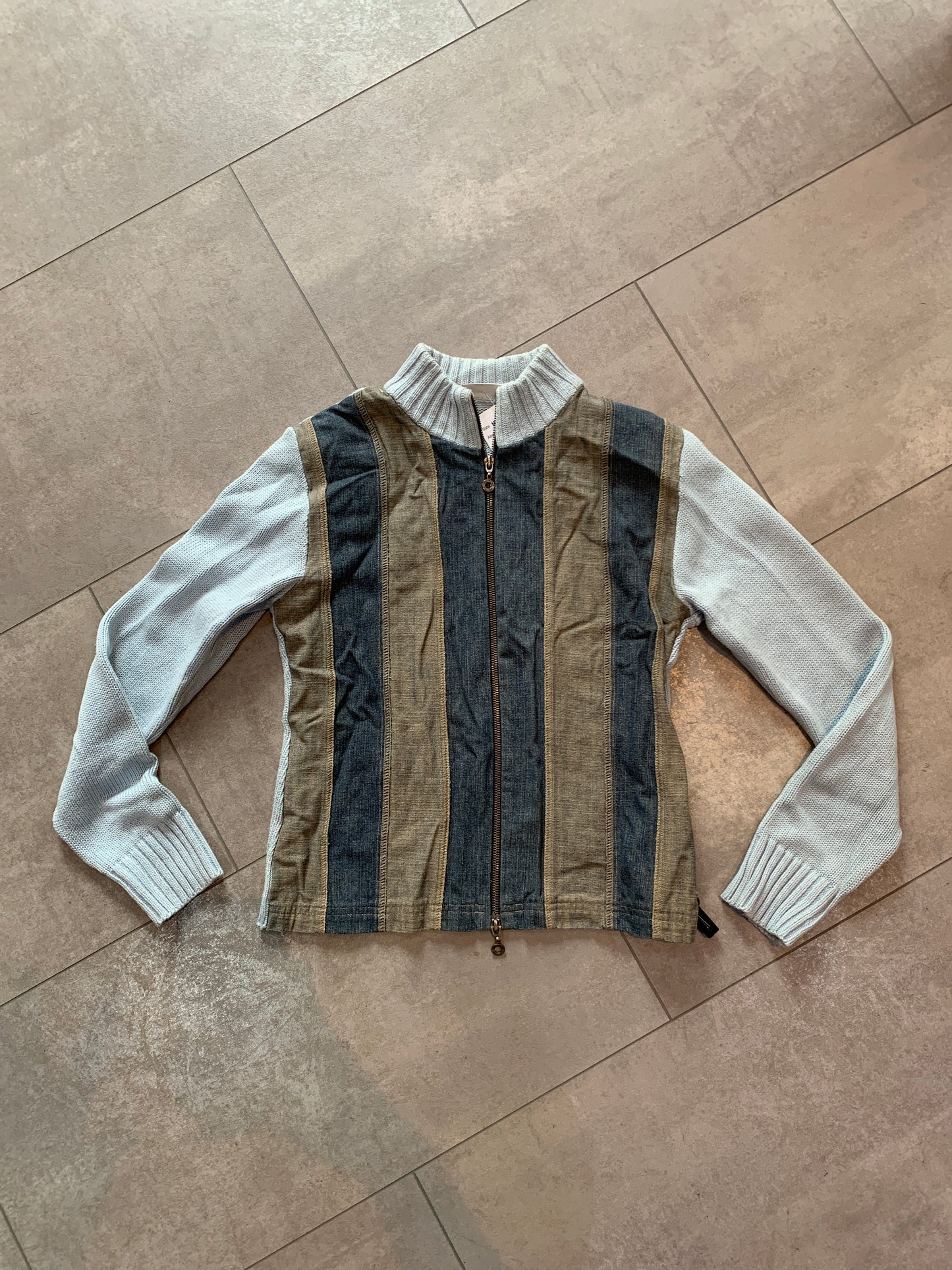 Tom Tailor Blau Jeans Strick Jacke Patches M