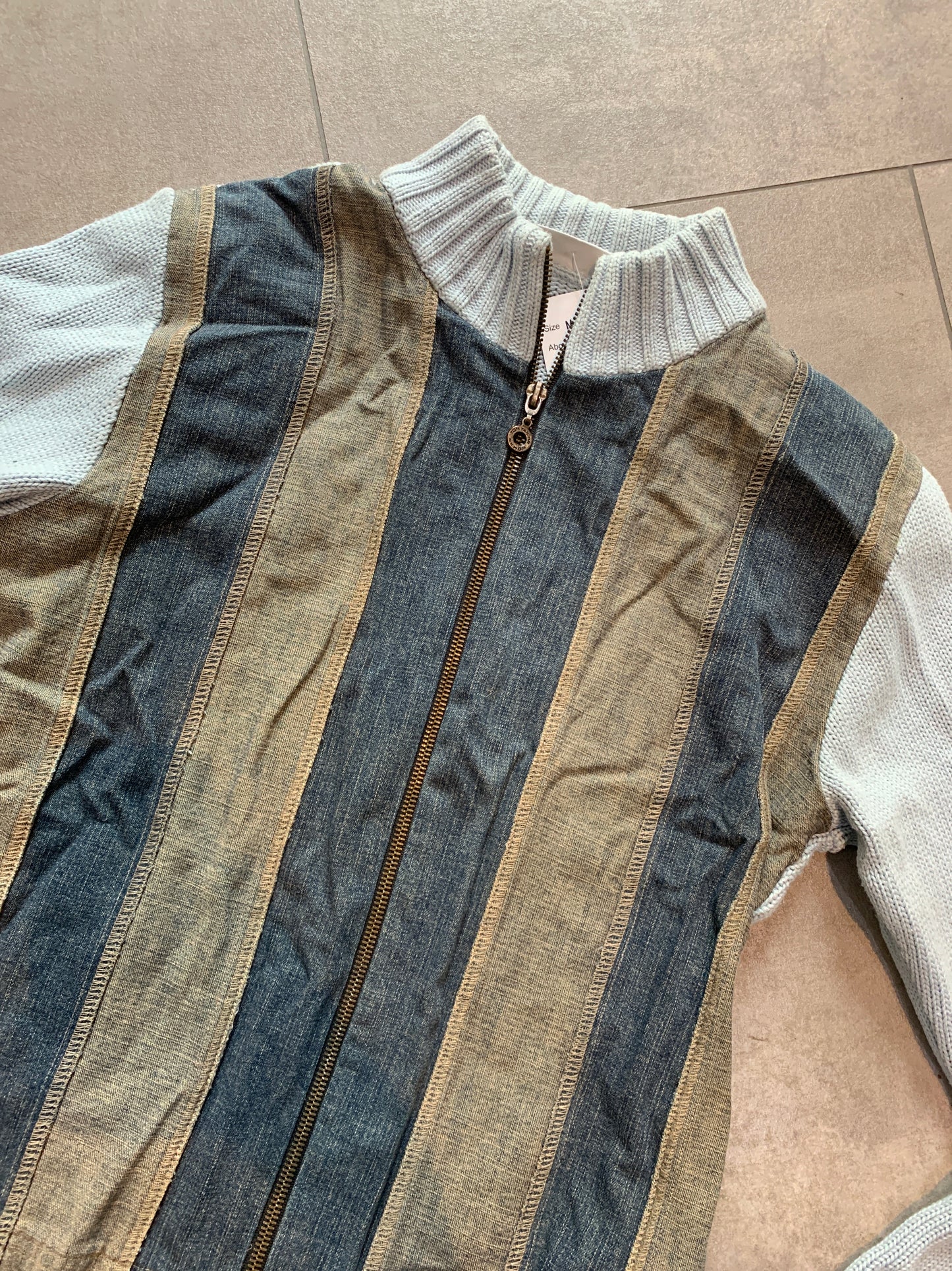 Tom Tailor Blau Jeans Strick Jacke Patches M