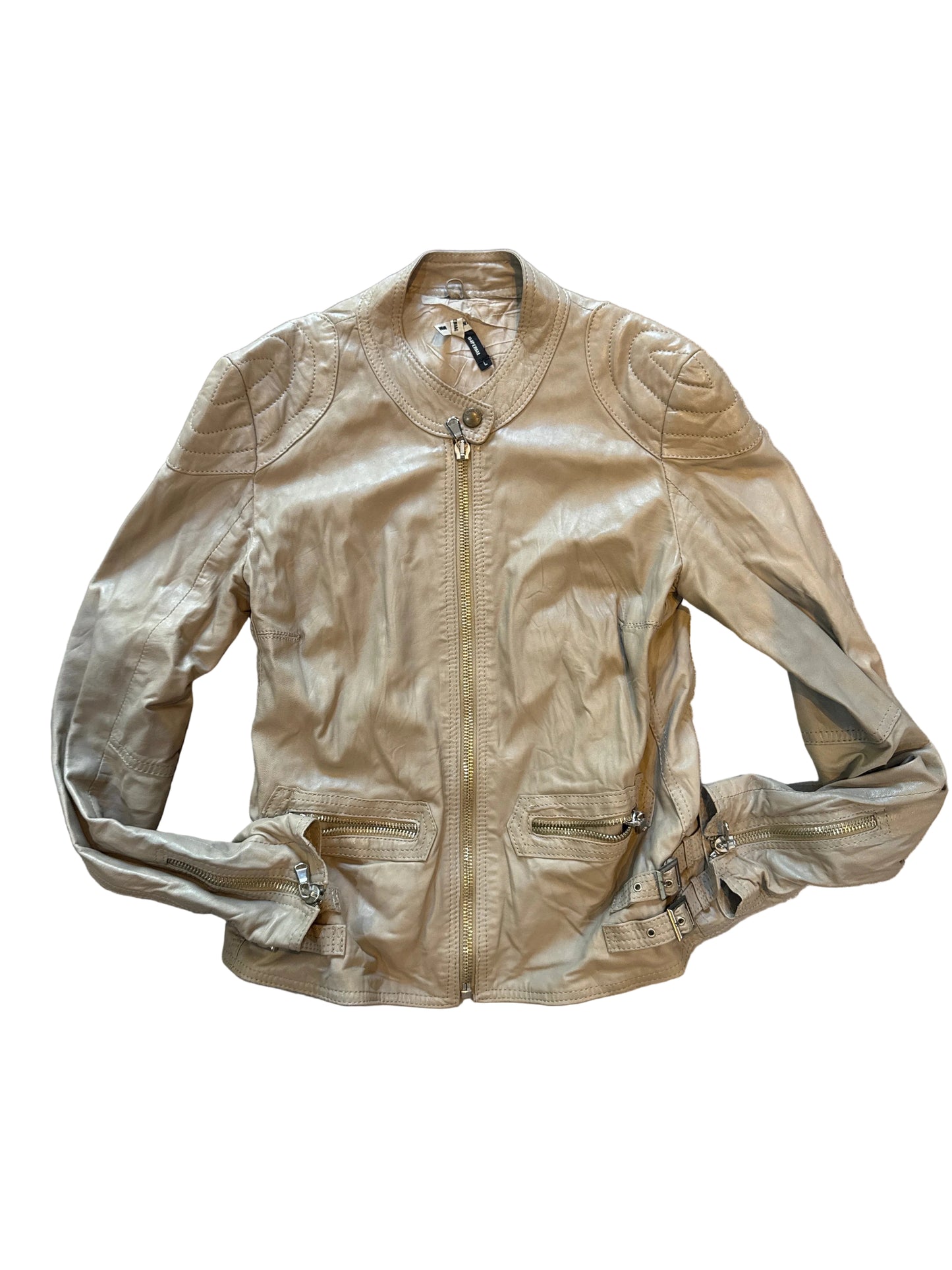 Lederjacke beige L