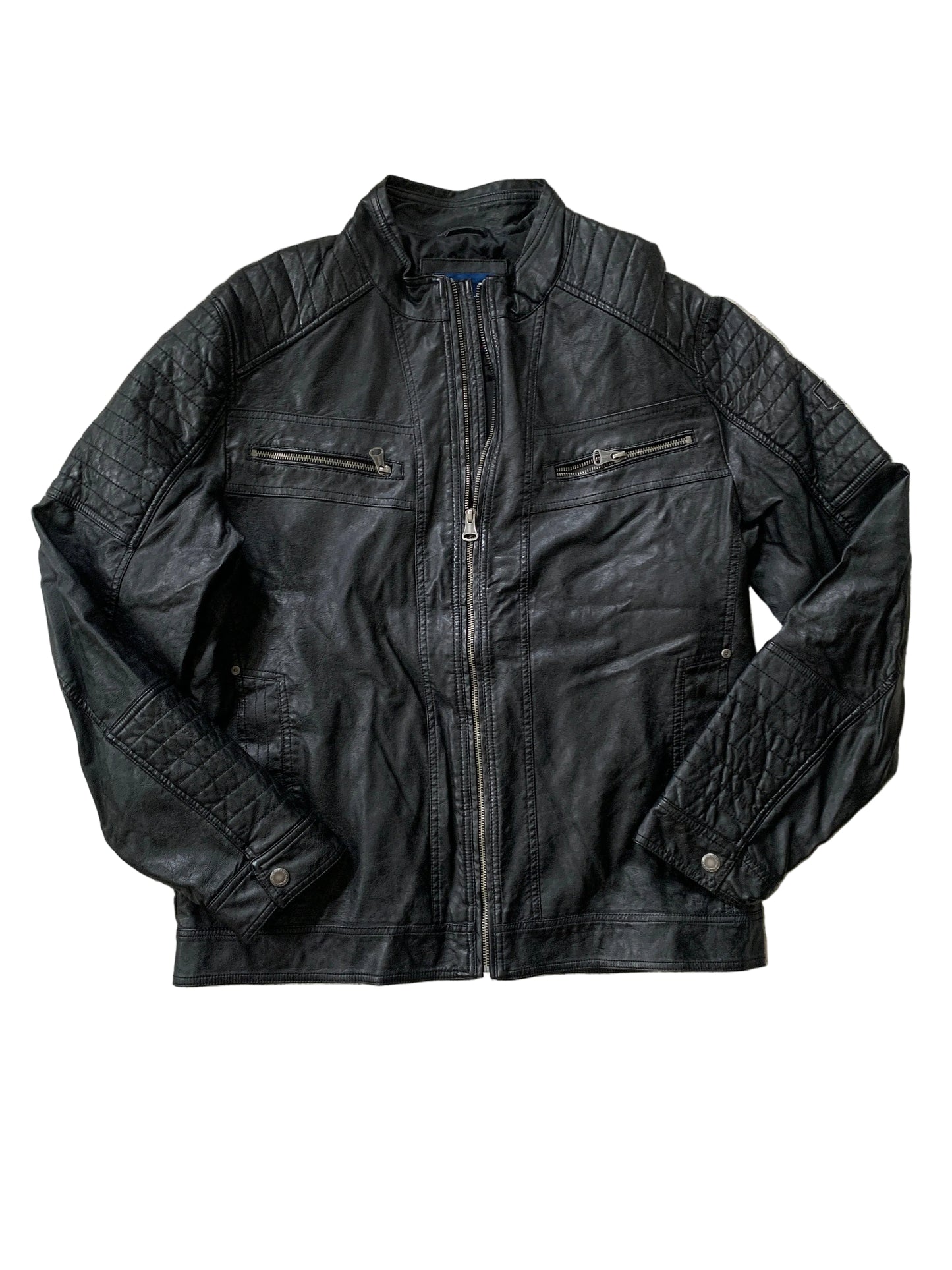 Schwarze Lederjacke XL