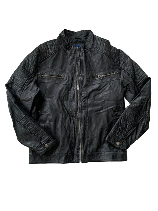 Schwarze Lederjacke XL